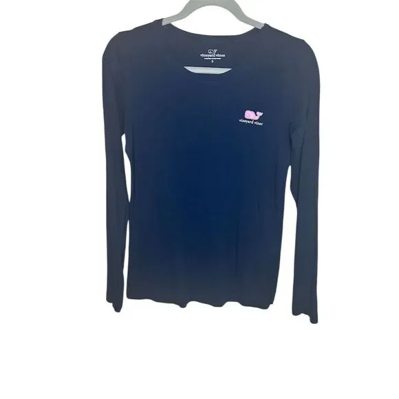Vineyard Vines Women's Long Sleeve Navy Blue T-Shirt Size S - Picture 2 of 3